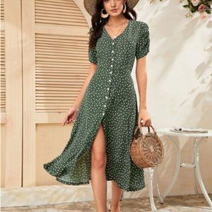 SHEIN - Floral Button Up Split Dress - Size L